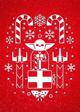 Christmas Yoda red