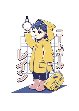 Anime girl yellow raincoat