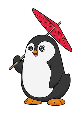 Penguin Raining Umbrella