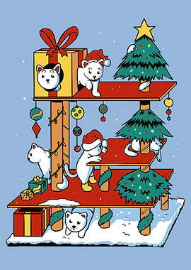 Christmas Tree with Cats