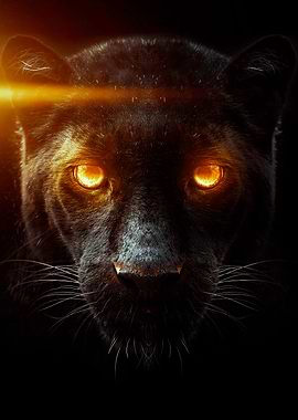 Black panther face red eye