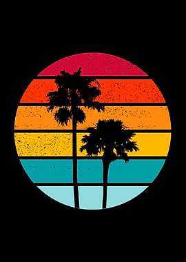 Palm tree retro sunset