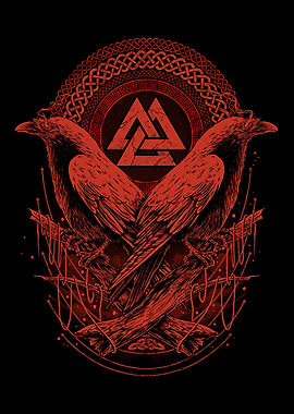 Raven Odin Viking Valknut