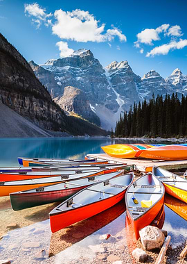 Canoes at Moraine lake