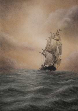 Sailing ship and storm