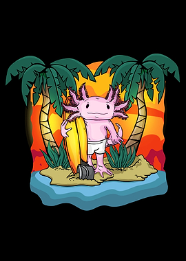Axolotl Gift Beach Surfing