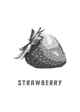 Grayscale Strawberry Art