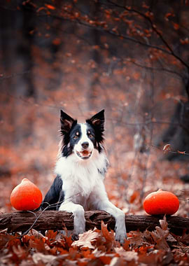 Border collie in forest