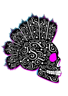 Punk skull with Mohawk bla