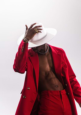 Male model red suit