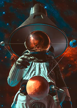 Big Astronaut On Galaxy