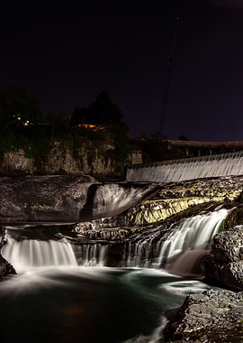 Waterfalls at night