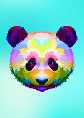 Rainbow Panda Bear Head
