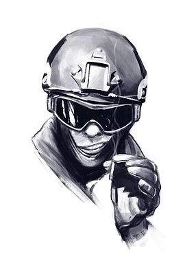 Police officer smoking