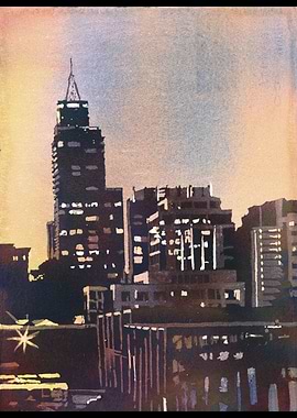 Raleigh skyline NC artwork