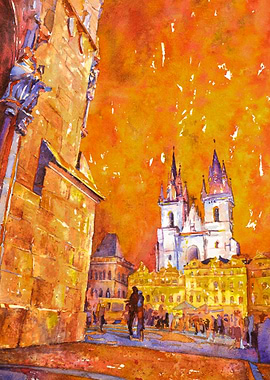 Prague Sunset Artwork