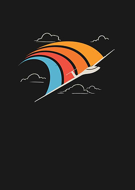 Retro Glider Pilot Soaring