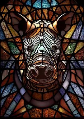 Stained Glass Rhino