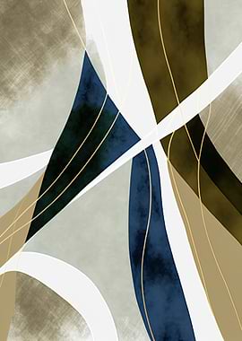 Blue Gold Abstract Art