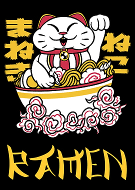 Funny Ramen lucky Cat