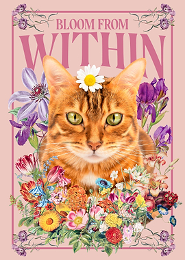 Cat with Flowers