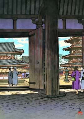 Ukiyo e Horyu Temple