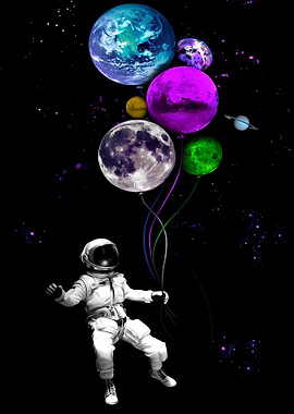 Astronaut Fly With Balloon