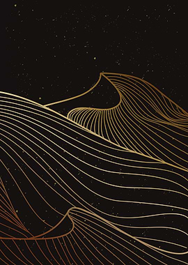 Mountain desert line art