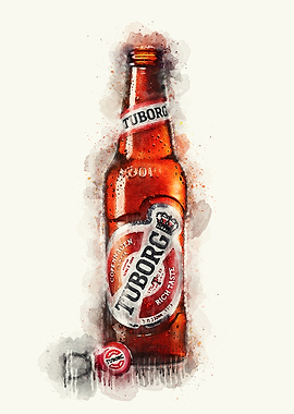 Watercolor Tuborg Beer