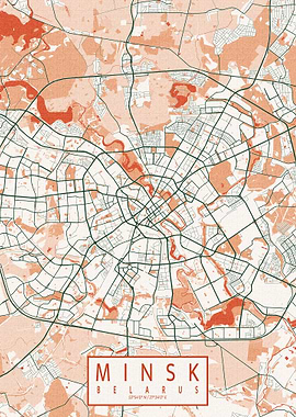 Minsk City Map Bohemian