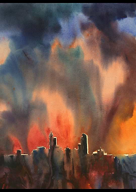 Raleigh Skyline Painting