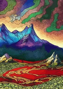 Surreal Volcanic Mountains