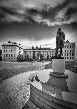 Prague Castle with statue