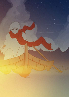 a man in the midle of sea