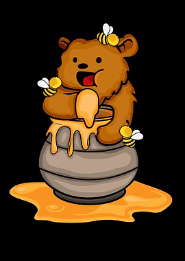 Grizzly Bear Eating Honey