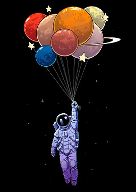 Astronaut Fly With Balloon