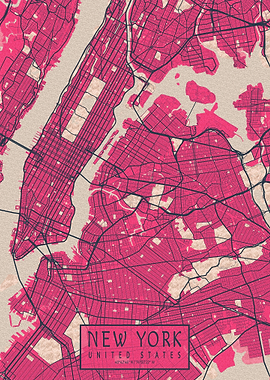 New York City Map Blossom