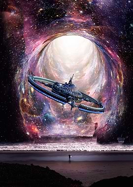 Wormhole and UFO surfer