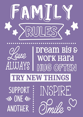 Family Rules Purple White