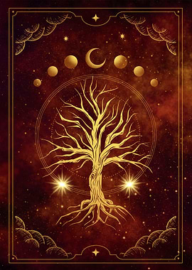 Magical sacred tree tarot