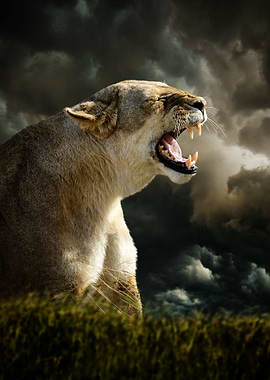 Angry lion