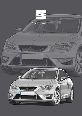 seat leon fr white poster