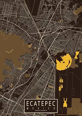 Ecatepec City Map Pastel