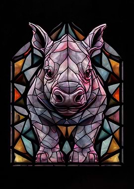 Stained Glass Rhino