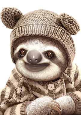 BABY SLOTH WEARS SWEATER