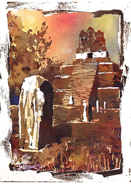 Mayan Temple Tikal artwork