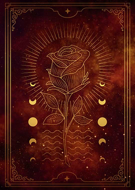 Rose flower engraving