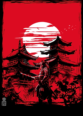 Samurai warrior in feudal