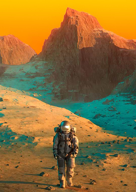 Astronaut Walks On Planet