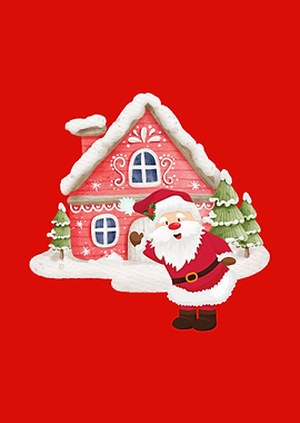 Cute Santa Pink House